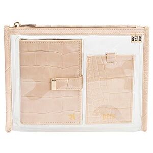 BEIS Passport & Luggage Tag Set - Beige Croc | Discontinued